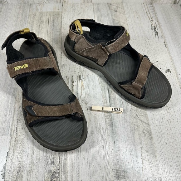 Teva Sandals Mens Brown Suede Katavi 2 Sport Adjustable Hook & Loop Straps #1331 - Picture 4 of 12